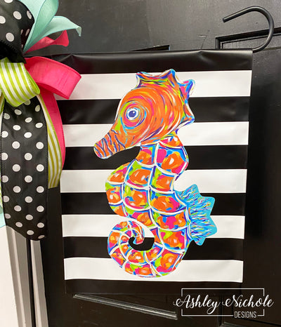 Abstract Colorful Seahorse - Vinyl Garden Flag