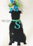 Dog or Cat Silhouette Door Hanger with INITIAL