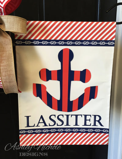 Anchor-Stripe - Vinyl Garden Flag