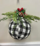 5.5" Buffalo Check, Pine & Berry Ornament Ball