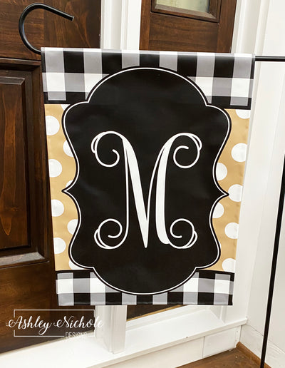 Buffalo Check (Black/Tan) Initial - Vinyl Garden Flag