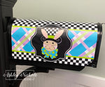 Bunny - Checkered Top Hat Mailbox Cover