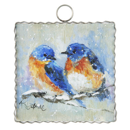 Mini Winter Blue Birds Print Charm Attachment