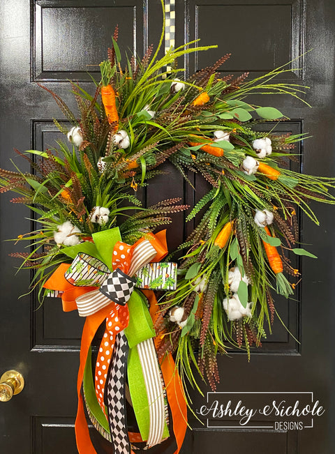 Carrot and Cotton Neutral Wreath