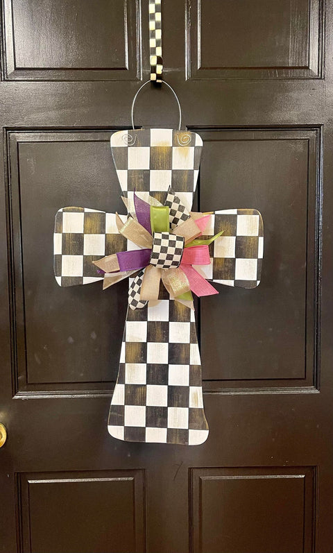 Checkered Cross Door Hanger