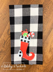 Christmas Stocking - Black and White Buffalo Check Dish Towel