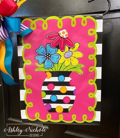 Crazy Dot FLOWER POT - Vinyl Garden Flag