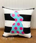 Custom Teal & Pink Dot Bunny Pillow