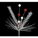 Pick - Glitter Needle with Ball Silver/Red/White 28"