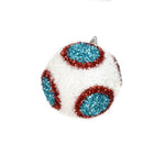 4" Dot Cut Tinsel Ball Ornament - White/Red/Blue