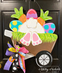 Wheelbarrow Easter Bunny Door Hanger