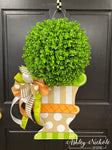 Fall Topiary - Tan, Orange & Green with Large Base - Door Hanger