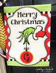 Grinch Inspired Initial Christmas Vinyl Garden Flag