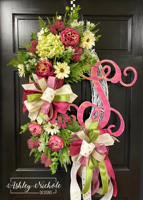 Garden Romance Initial Wreath