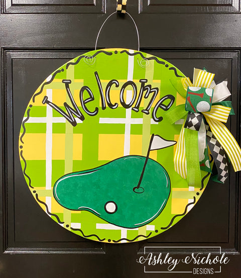 Golf Putting Green "Welcome" Door Hanger