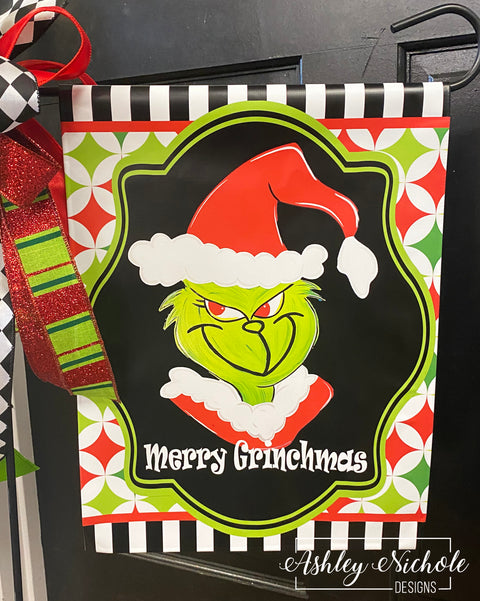 Grinch Inspired Face - Christmas Vinyl Garden Flag