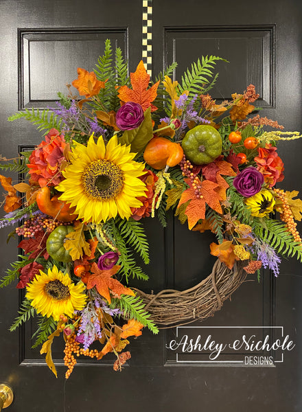 Harvest Bounty Floral Fall Wreath - 18