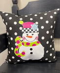 Custom - Snowman - Checkered GIRL Version - Large Dot Pillow