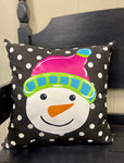 Custom - Snowman Head - Colorful Pink - Large Dot Pillow