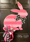 Hot Pink, Black & White Bunny Door Hanger