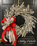 Snow Metallic Berry Cluster VALENTINE Wreath