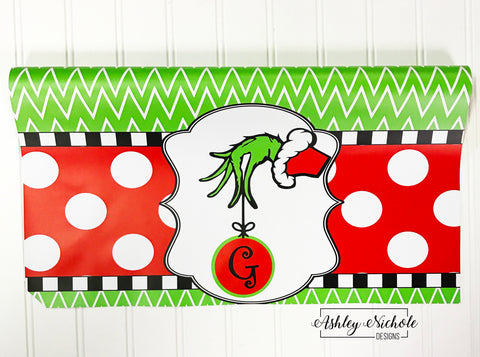 Grinch Inspired Initial Christmas Vinyl Mailbox Cover