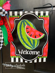 Whole Watermelon Welcome Vinyl Garden Flag