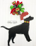 Dog or Cat CHRISTMAS Silhouette Door Hanger with Santa Hat