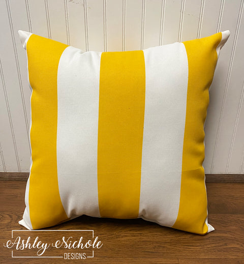 Outdoor Pillow-MERIGOLD and White Stripe