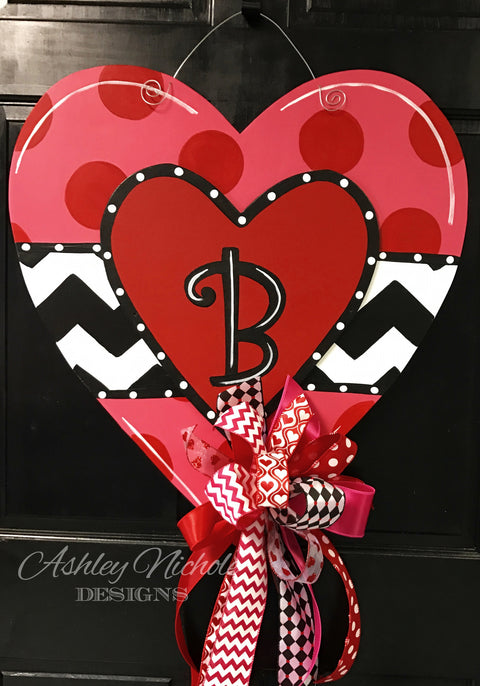 Initial Valentine Heart Door Hanger