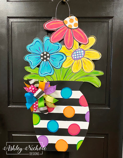 Crazy Dot Flower Pot Door Hanger