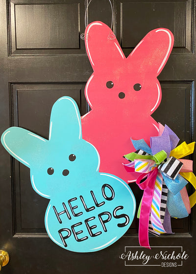 Double Peeps Door Hanger - Pink/Blue