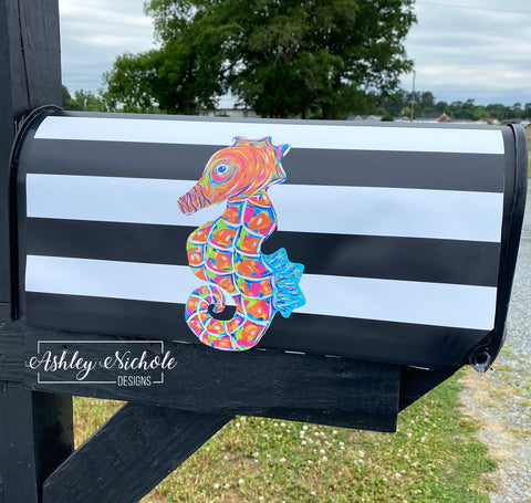 Abstract Colorful Seahorse - Magnetic Vinyl Mailbox Cover