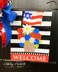 Patriotic Floral Basket with Flag Garden Vinyl Flag