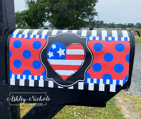 Patriotic Heart - Magnetic Vinyl Mailbox Cover