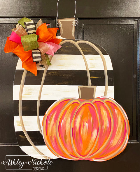 Pink & Sassy Autumn Pumpkins Door Hanger