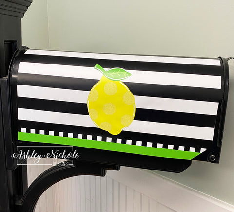 Lemon - Black Stripe - Mailbox Cover
