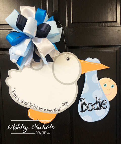 Stork and Baby Door Hanger