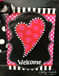 Funky Heart Valentine Black and White - Vinyl Garden Flag