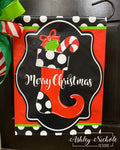 Christmas Stocking - Black and White Polka Dot Garden Vinyl Flag