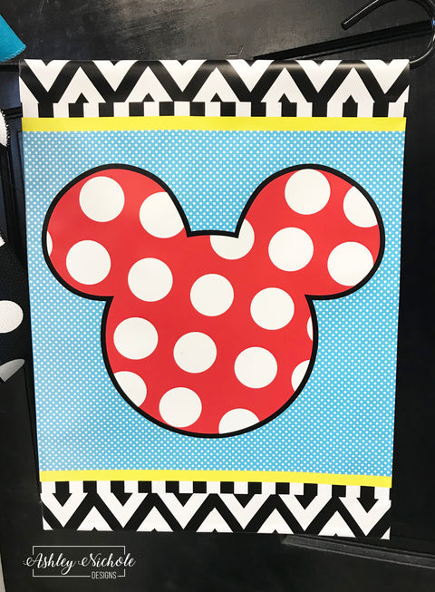Disney - Mickey Mouse Inspired (Turq Background) - Vinyl Garden Flag