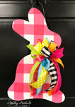 Bunny - Pink Buffalo Check - Door Hanger
