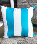 Outdoor Pillow-Stripe Turquoise and White