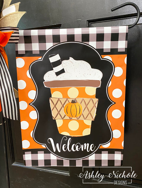 Pumpkin Spice Latte - Orange - Vinyl Garden Flag