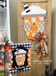 Pumpkin Spice Latte Door Hanger - Orange