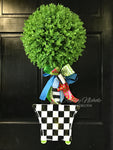 Spring Topiary - Single Ball Checkered - Door Hanger