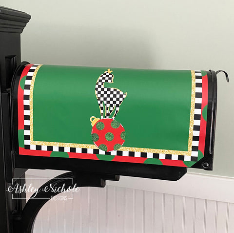 Reindeer & Ornament - Magnetic Vinyl Mailbox Cover