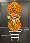 Fall COLORED Topiary - Double Ball  Stripe - Door Hanger