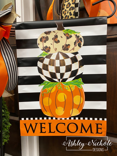 Pumpkin Stack Elegant Fall - Vinyl Garden Flag