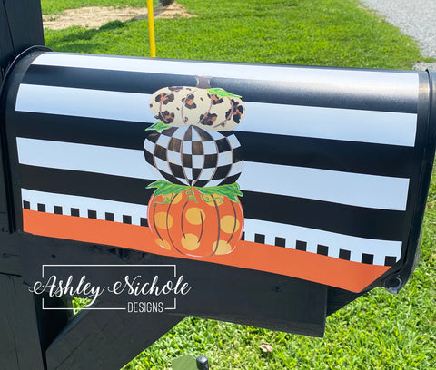 Pumpkin Stack Elegant Fall - Magnetic Vinyl Mailbox Cover